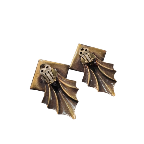 WEST GERMANY Vintage Massive Leaf Onyx Crystal Necklace & Earrings - Picture 4 of 7